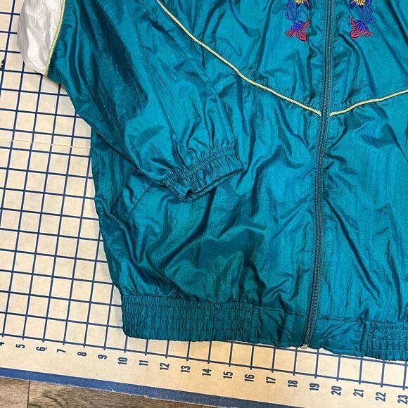 Vintage Bolo Sports Full Zip WIndbreaker Size Large Multicolor Geometric Floral - Picture 6 of 7